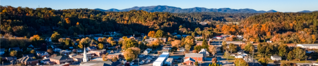 Aerial Sunset in Fall in Ellijay Georgia