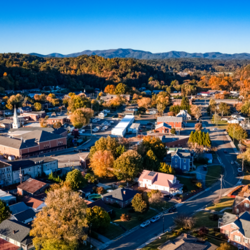 Town of Ellijay GA from above