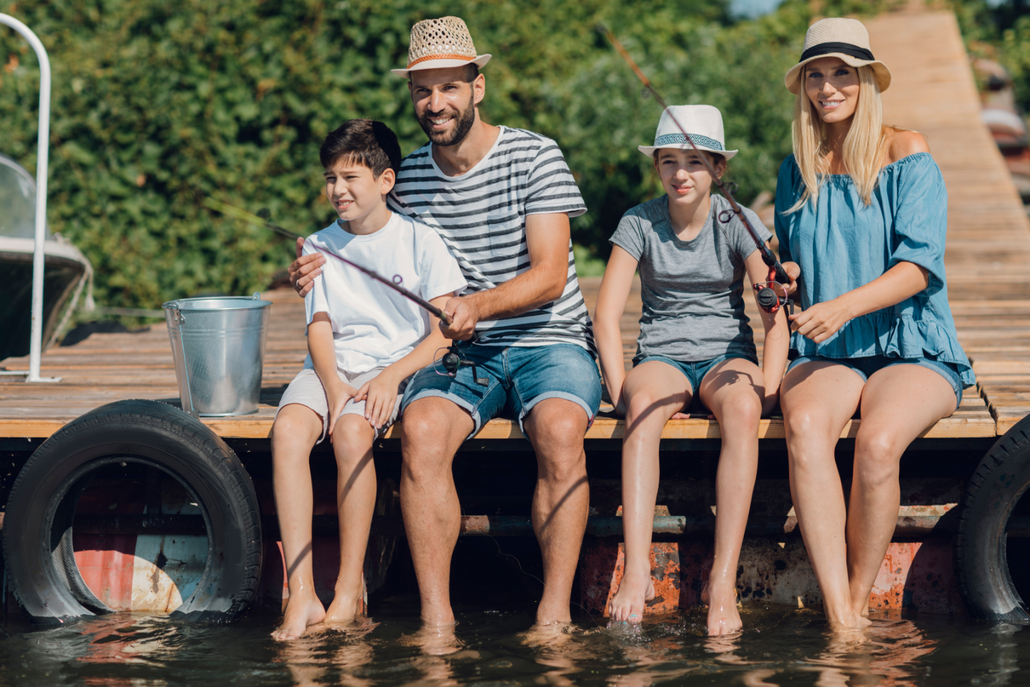 Family Fishing on Dock at Lake Nottely