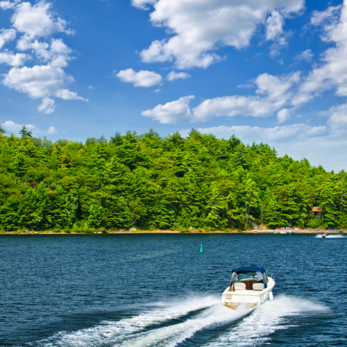 Boat on Lake Arrowhead in Georgia