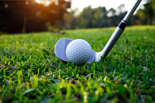 A Golf Club & Golf Ball on a Golf Course