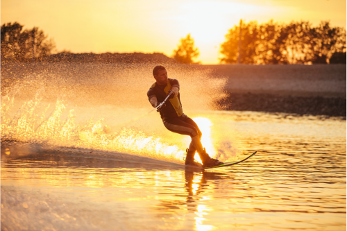 A Person Water Skiing on Lake Blue Ridge
